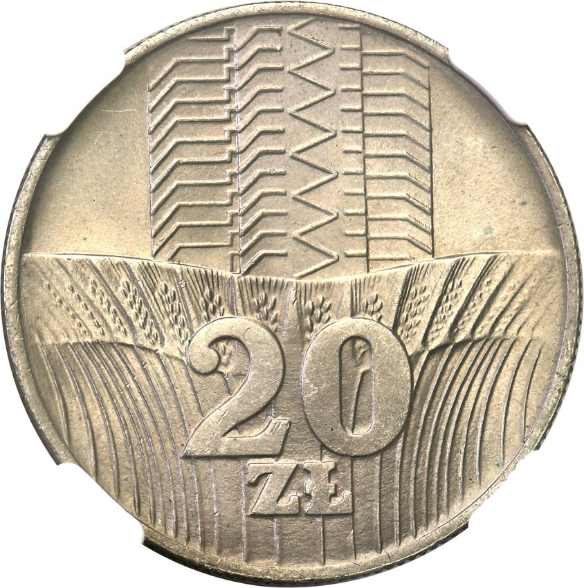 PRL. 20 złotych 1973 wieżowiec i kłosy NGC MS66